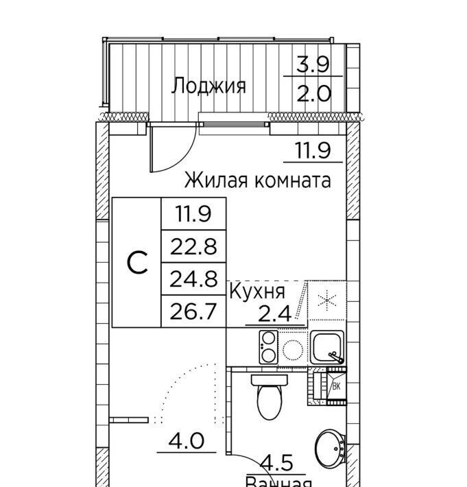 квартира г Владивосток р-н Ленинский ул Расула Гамзатова 7к/2 фото 1