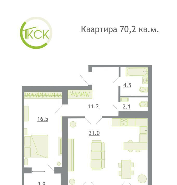 квартира р-н Смоленский д Киселевка Козинское с пос фото 1