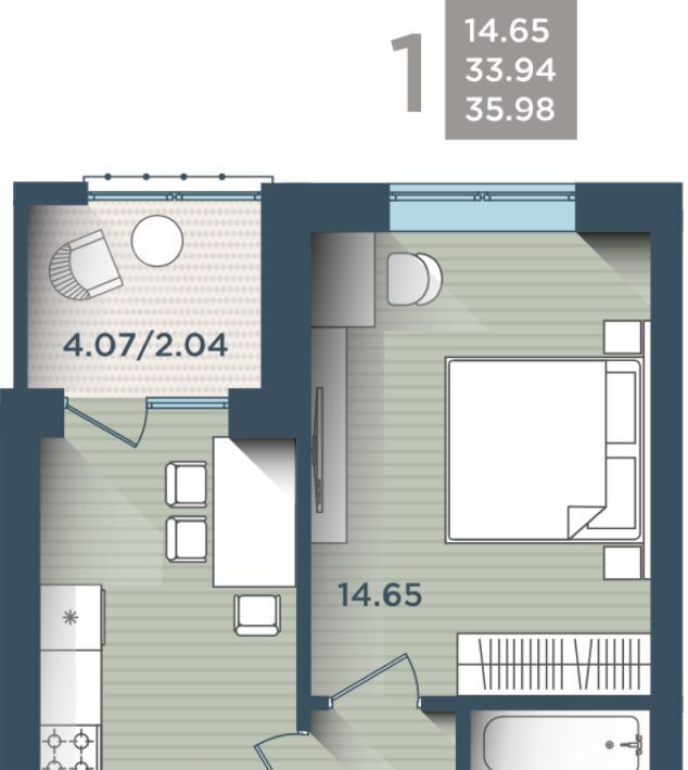 квартира г Калининград р-н Центральный ул Сержанта Мишина 81к/3 фото 1