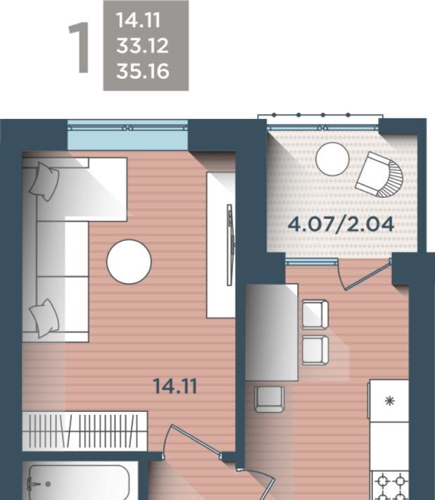 квартира г Калининград р-н Центральный ул Сержанта Мишина 81к/3 фото 1