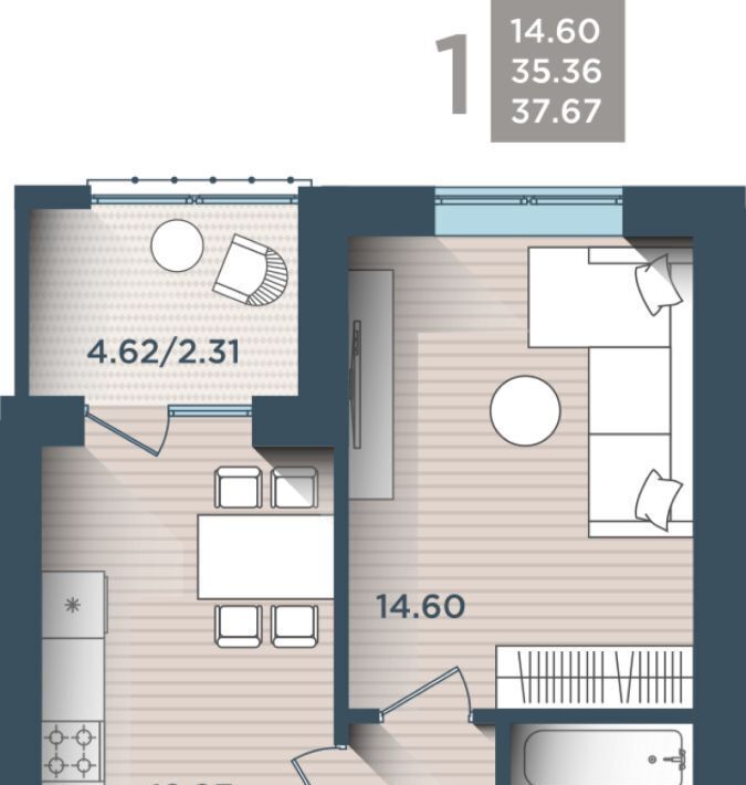 квартира г Калининград р-н Центральный ул Сержанта Мишина 81к/3 фото 1