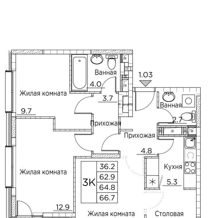 квартира г Владивосток р-н Ленинский ЖК «Гринхилс» фото 1