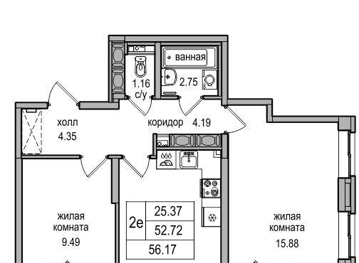 квартира г Санкт-Петербург п Парголово Парнас метро Парнас проезд Толубеевский, 34к 3 фото 1