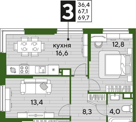 квартира г Краснодар р-н Прикубанский Догма Парк мкр фото 1