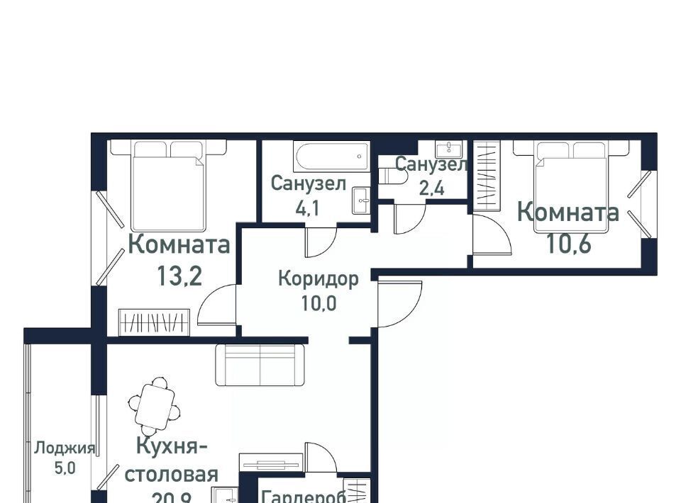 квартира п Западный р-н мкр Притяжение ул имени ефрейтора Потехина 5 Кременкульское с/пос фото 1