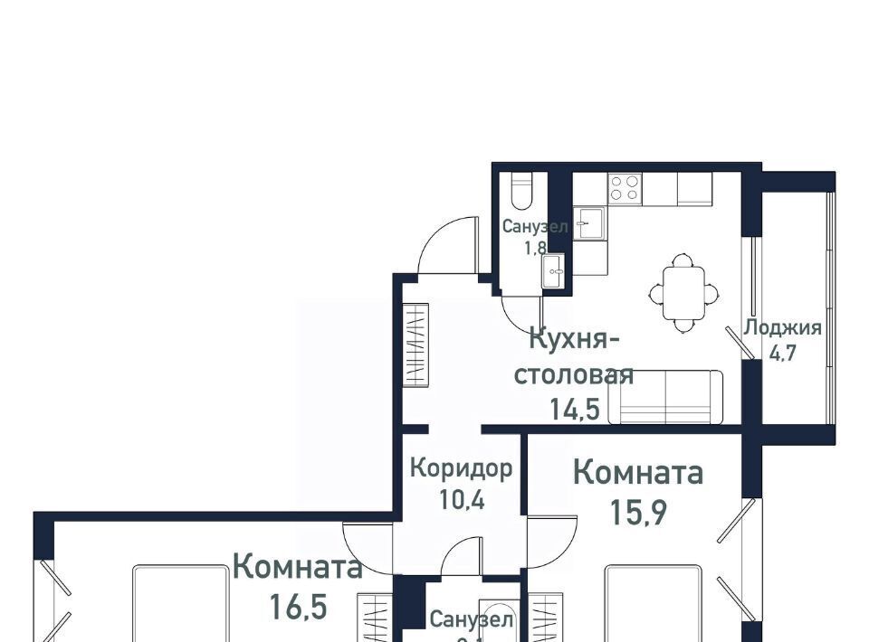 квартира п Западный р-н мкр Притяжение ул имени ефрейтора Потехина 4 Кременкульское с/пос фото 1