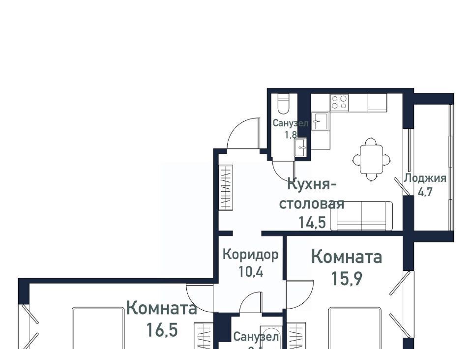 квартира п Западный р-н мкр Притяжение ул имени ефрейтора Потехина 5 Кременкульское с/пос фото 1