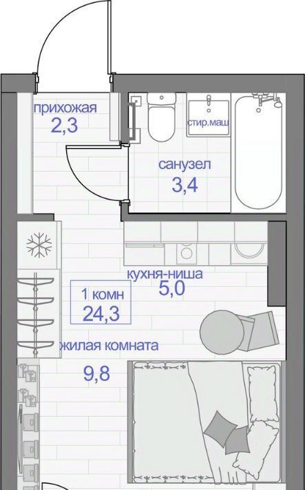 квартира г Красноярск р-н Кировский ул Кутузова 2 фото 2