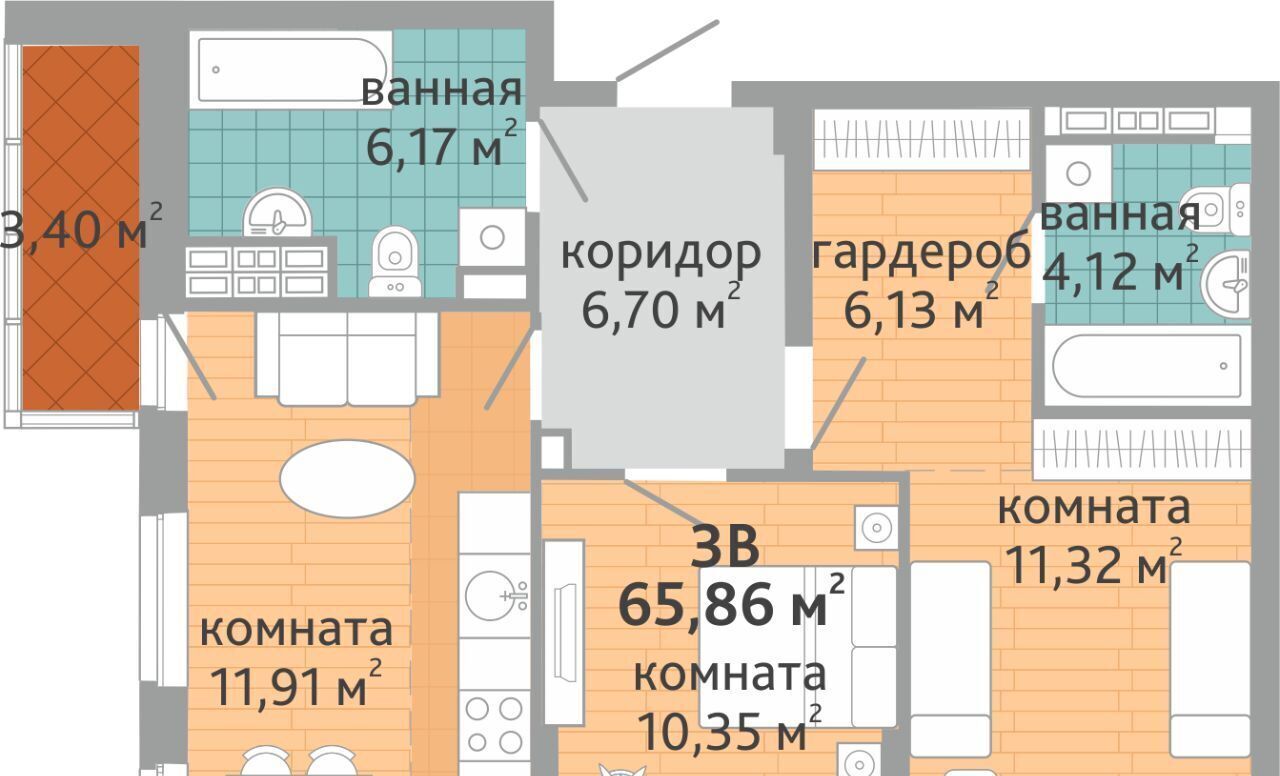 квартира г Екатеринбург р-н Верх-Исетский ВИЗ жилрайон, Семейный квартал Дружный жилой комплекс фото 1