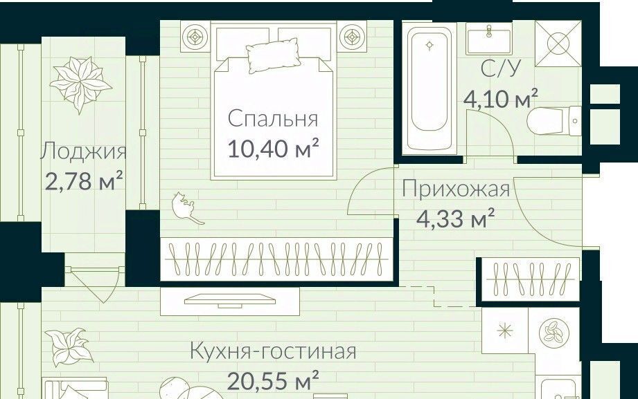 квартира г Уфа р-н Октябрьский Глумилино жилрайон, Урман Сити жилой комплекс фото 1