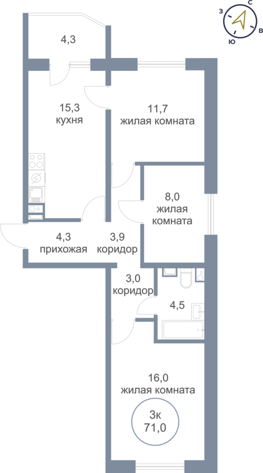 квартира г Нефтеюганск мкр 17-й 9 фото 1