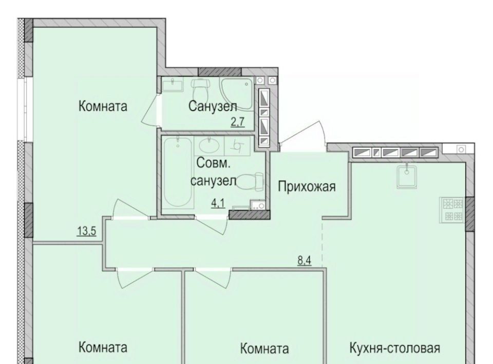 квартира г Ижевск р-н Первомайский Ракетный ЖК Умные Кварталы А14 жилрайон, 3-й мкр фото 1