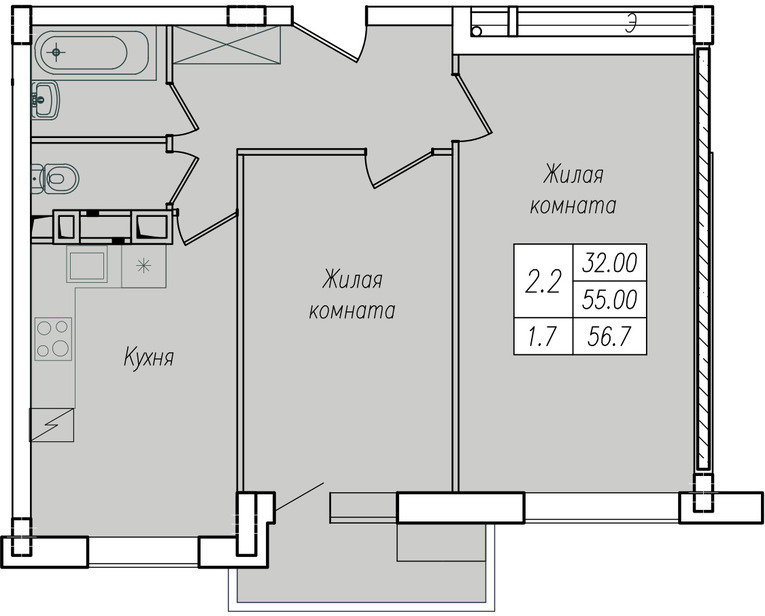 квартира г Курск р-н Центральный ул Энгельса 134б фото 2