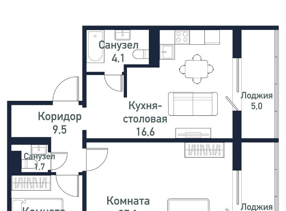 квартира р-н Сосновский п Западный Кременкульское с/пос, ул. Имени капитана Ефимова, 4 фото 1