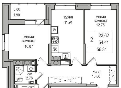 квартира г Санкт-Петербург п Парголово ул Заречная 52к/1 р-н Выборгский фото 1