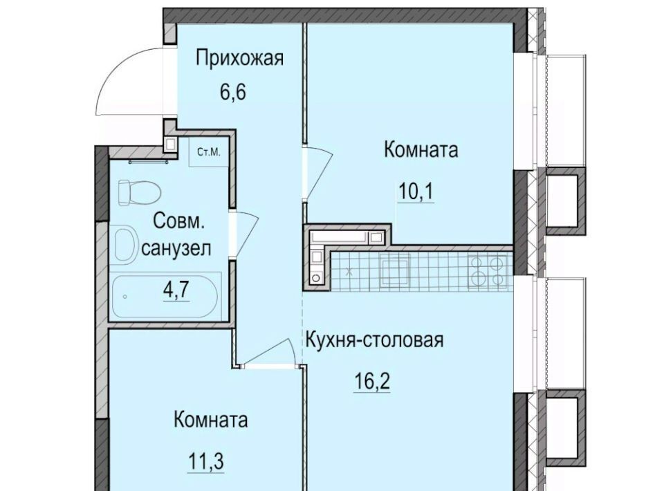 квартира г Казань ЖК «Ферма-2» Проспект Победы, жилмассив фото 1