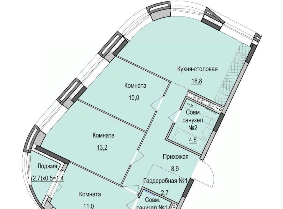 квартира г Казань ЖК «Ферма-2» Проспект Победы, жилмассив фото 1