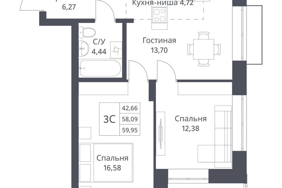 квартира г Новосибирск ул Фадеева 1 городской округ Новосибирск фото 1