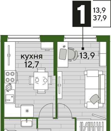 квартира г Краснодар р-н Прикубанский Догма Парк мкр фото 2