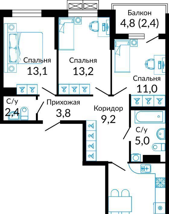 квартира г Краснодар р-н Прикубанский ул Конгрессная 41 фото 1