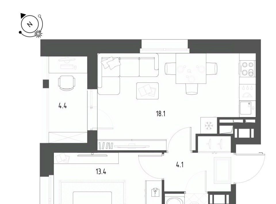 квартира г Омск р-н Кировский микрорайон Зелёная Река 9 фото 1