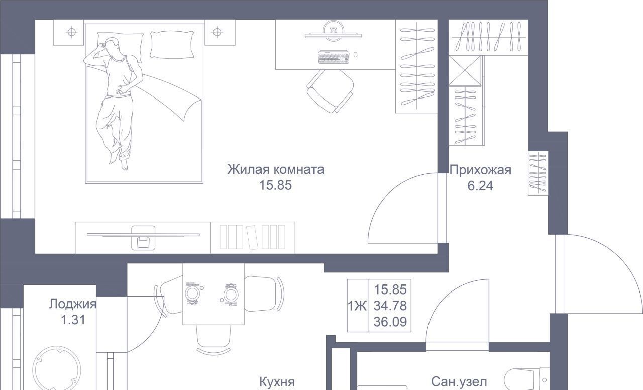 квартира г Казань метро Горки ПК 1-1, Мой Ритм жилой комплекс фото 1