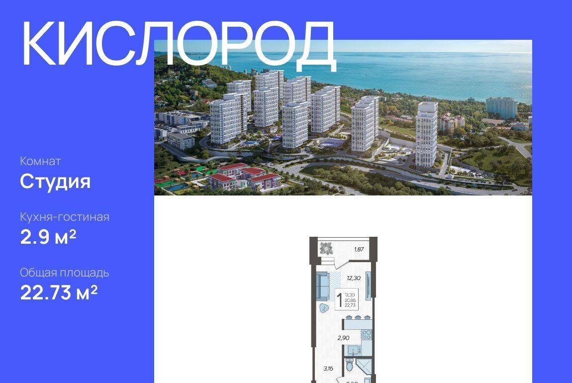 квартира г Сочи р-н Хостинский ЖК «Кислород» 2 фото 1