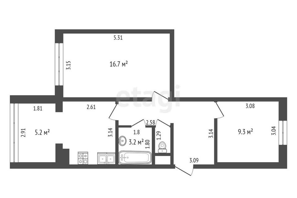 квартира г Нягань 2-й микрорайон, 8, Октябрьский район фото 1