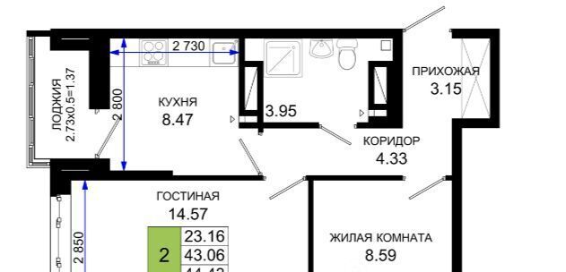 квартира г Ростов-на-Дону р-н Октябрьский пер Нефтекачка ЖК «Октябрь Парк» фото 1