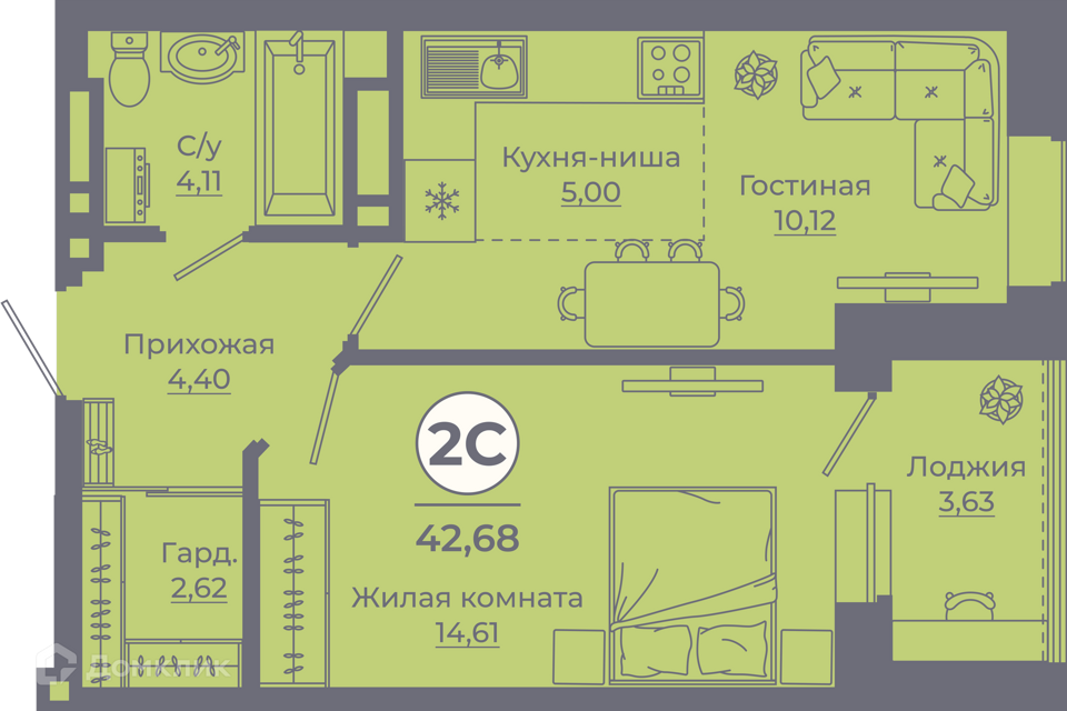 квартира г Ростов-на-Дону ул Еременко 109/23 городской округ Ростов-на-Дону фото 1