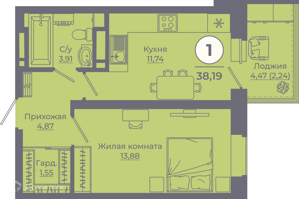 квартира г Ростов-на-Дону ул Еременко 109/23 городской округ Ростов-на-Дону фото 1