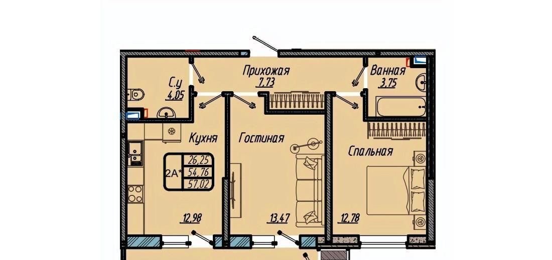 квартира г Краснодар р-н Прикубанский микрорайон 9-й километр фото 1