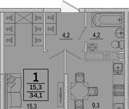 квартира г Краснодар р-н Прикубанский ул им. Героя Георгия Бочарникова 2/2 фото 2