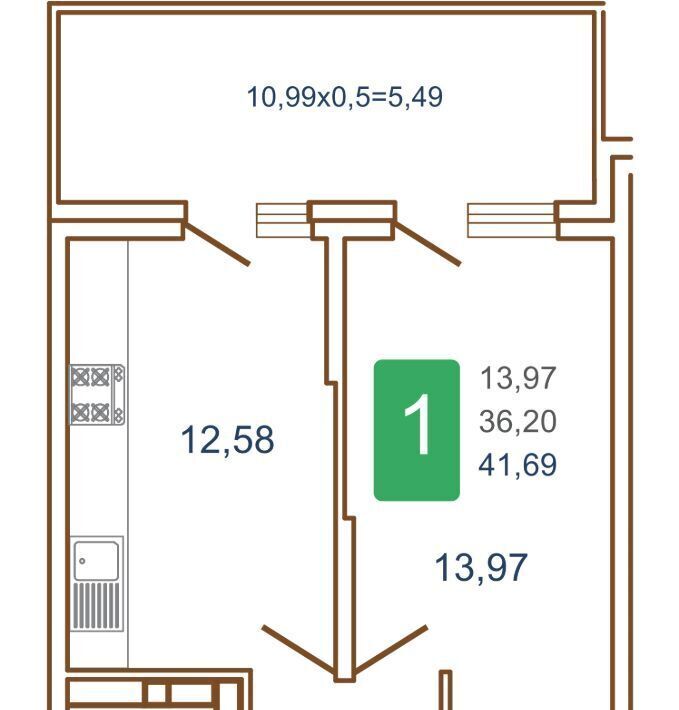 квартира г Краснодар р-н Прикубанский ул им. Кирилла Россинского 3/2к 1 фото 3