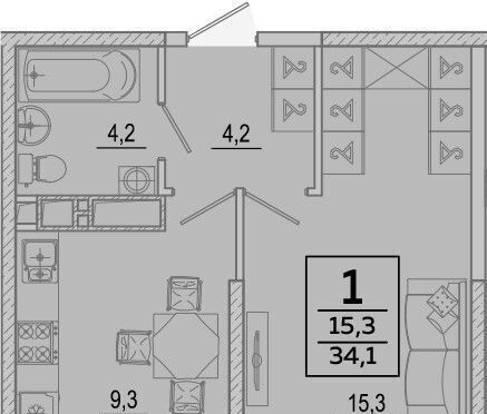 квартира г Краснодар р-н Прикубанский ул им. Героя Георгия Бочарникова 2/1 фото 3