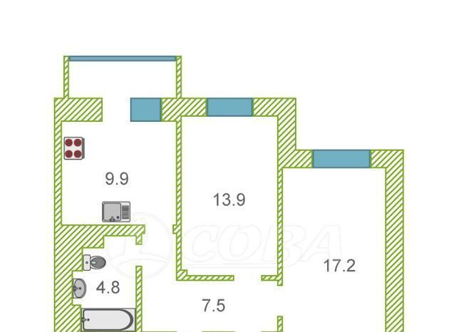 квартира г Нефтеюганск мкр 15-й 21 фото 15