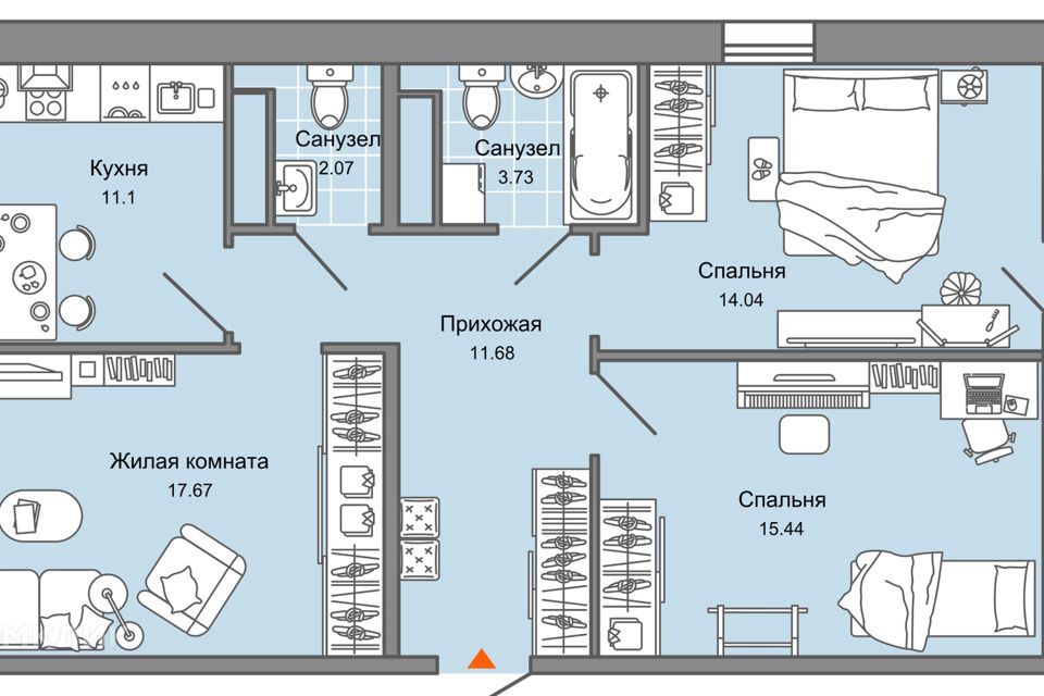 квартира г Ульяновск пр-кт Созидателей 114/2к 1 городской округ Ульяновск фото 1