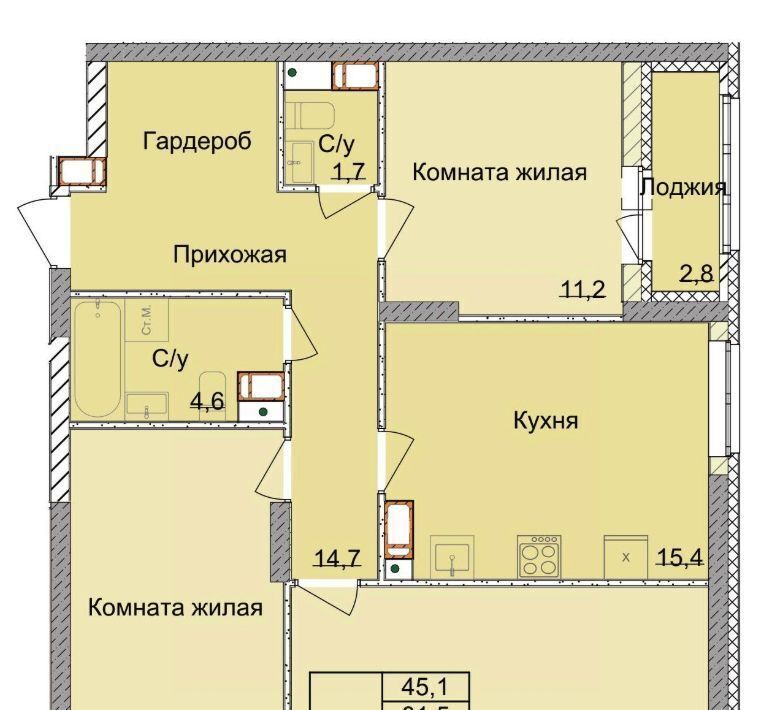 квартира г Нижний Новгород Горьковская ул 1-я Оранжерейная фото 1