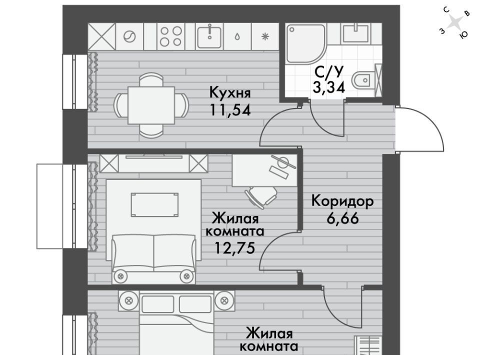 квартира р-н Зеленодольский п Октябрьский Октябрьское с/пос, Северный Вокзал фото 1