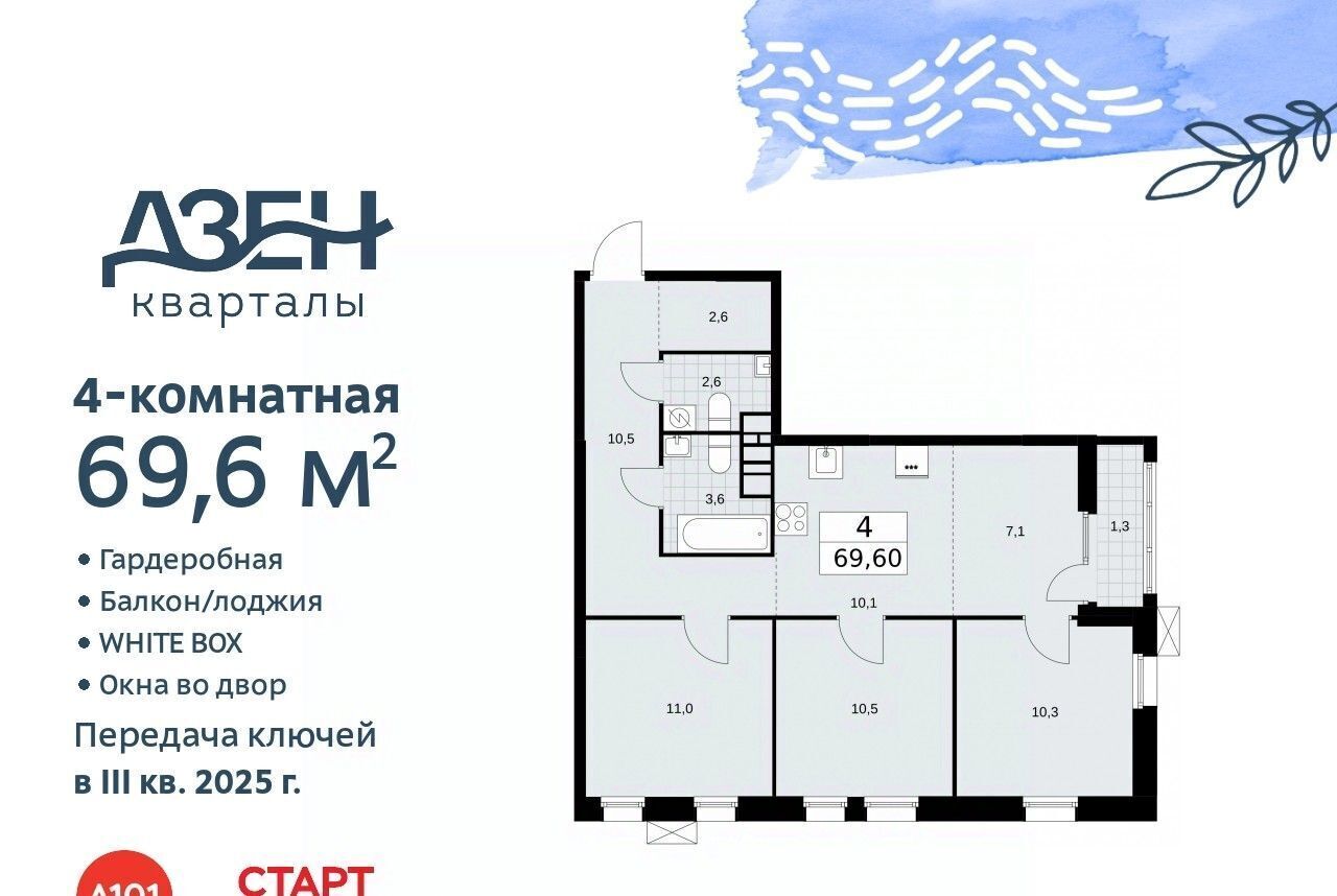 квартира г Москва п Сосенское метро Ольховая ЖР «Дзен-кварталы» 2/1 фото 3