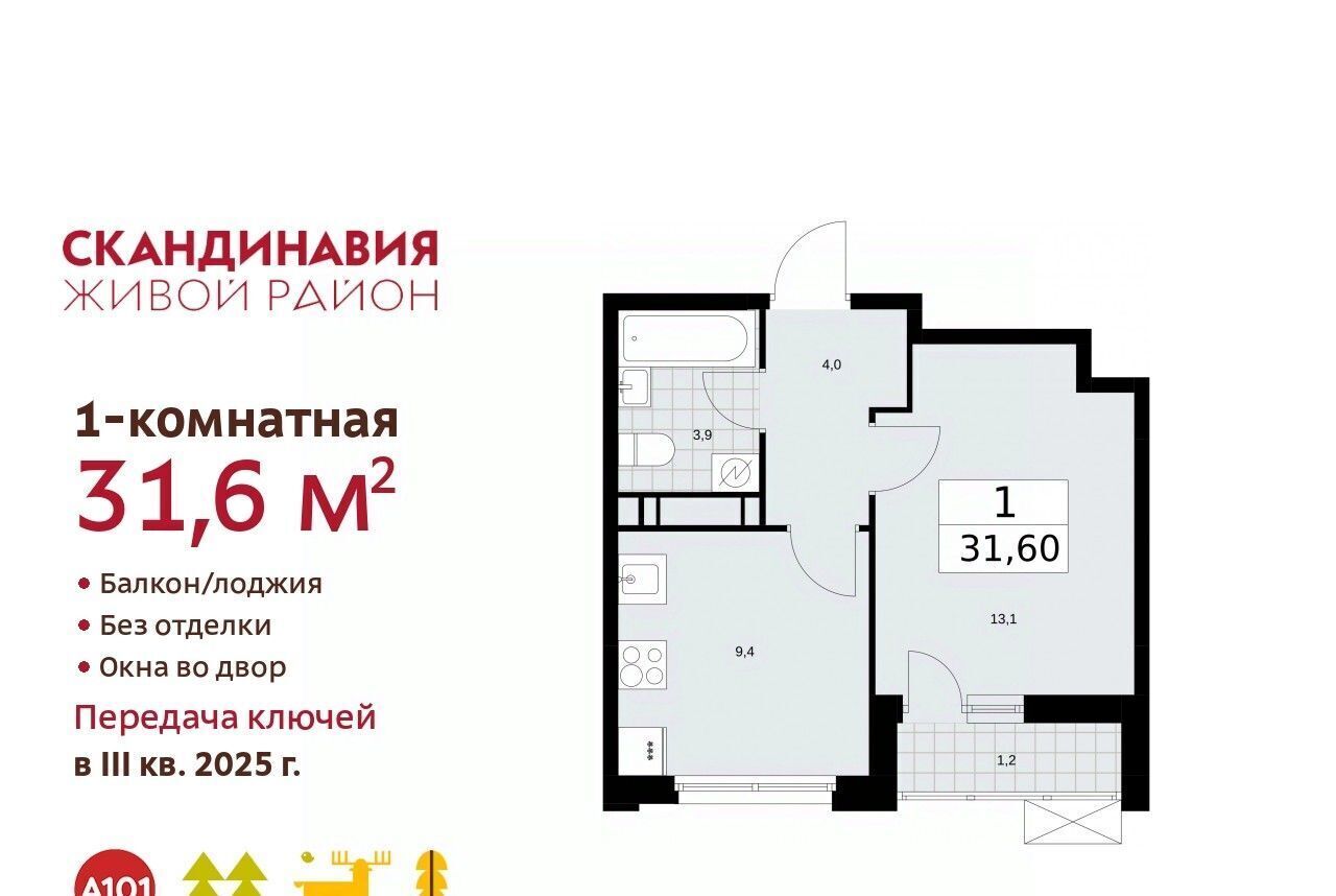 квартира г Москва п Сосенское метро Бунинская аллея № 167 кв-л фото 1