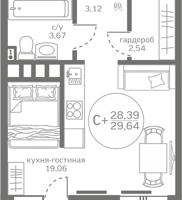 квартира р-н Тюменский д Патрушева жилой квартал Меридиан Юг фото 1