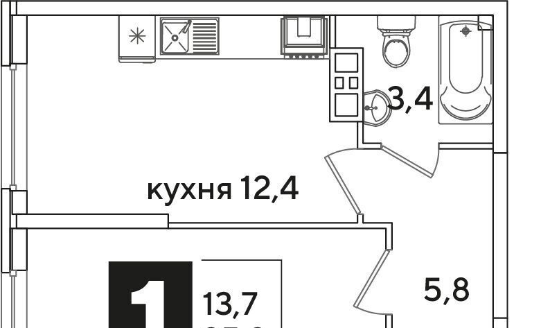 квартира г Краснодар р-н Прикубанский ЖК Самолёт-6 фото 1