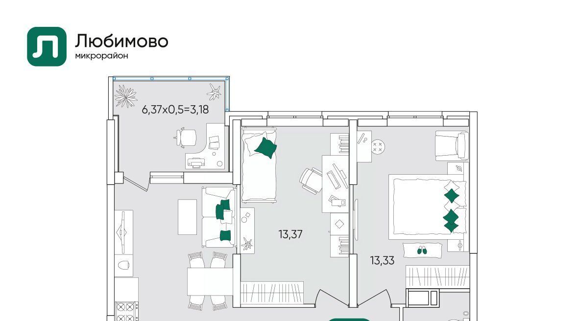 квартира г Краснодар р-н Прикубанский мкр Любимово 18 фото 1