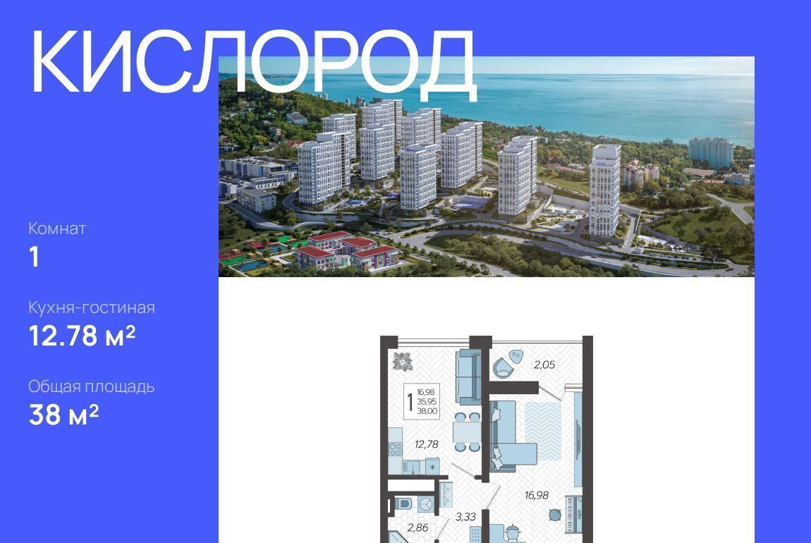 квартира г Сочи р-н Хостинский ЖК «Кислород» 3 фото 1