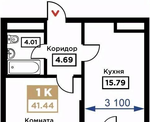 квартира г Краснодар р-н Прикубанский Школьный микрорайон ул Школьная 1 фото 1