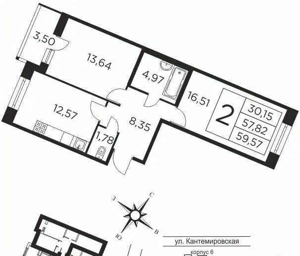 квартира г Санкт-Петербург метро Лесная пр-кт Большой Сампсониевский 70к/2 фото 1