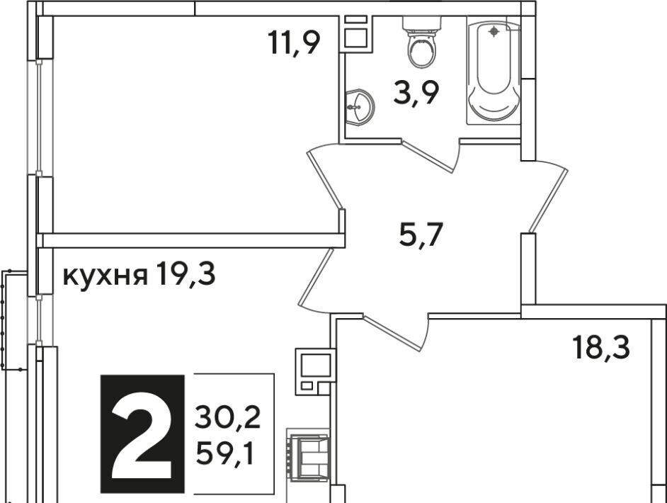 квартира г Краснодар р-н Прикубанский ул им. Ивана Беличенко 92к/2 фото 4