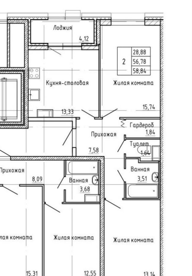 квартира г Санкт-Петербург метро Лесная ул Земледельческая 1 корп. 2, д. 14 фото 12