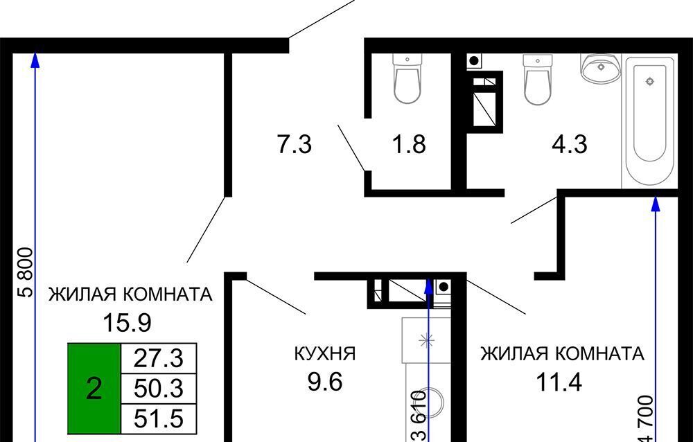 квартира г Краснодар р-н Прикубанский ЖК «Дыхание» фото 1